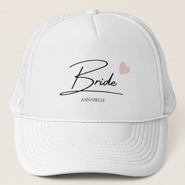 Bride Script Individuelle Name Trucker Hat Truckerkappe (Vorderseite)