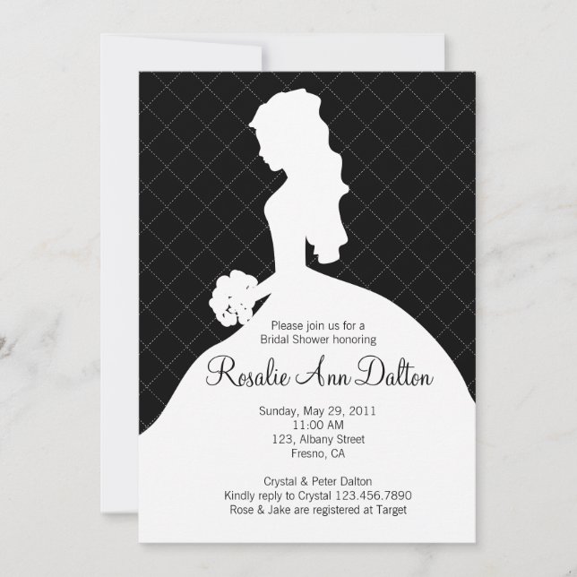 Bride Silhouette - Brautparty Invitation (Schwarz) Einladung (Vorderseite)