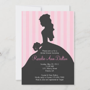 Bride-Silhouette - Brautparty Streifen (Pinkl. Einladung