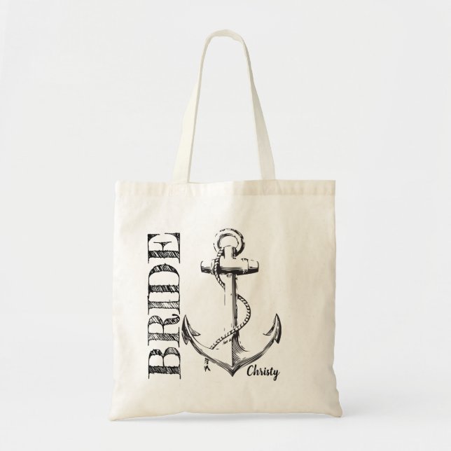 Bride Sketch Anker mit Monogramm | Tasche (Vorne)
