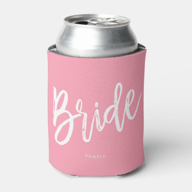 Bride | Skriptstil Custom Wedding Pink Dosenkühler (Kanne Vorderseite)