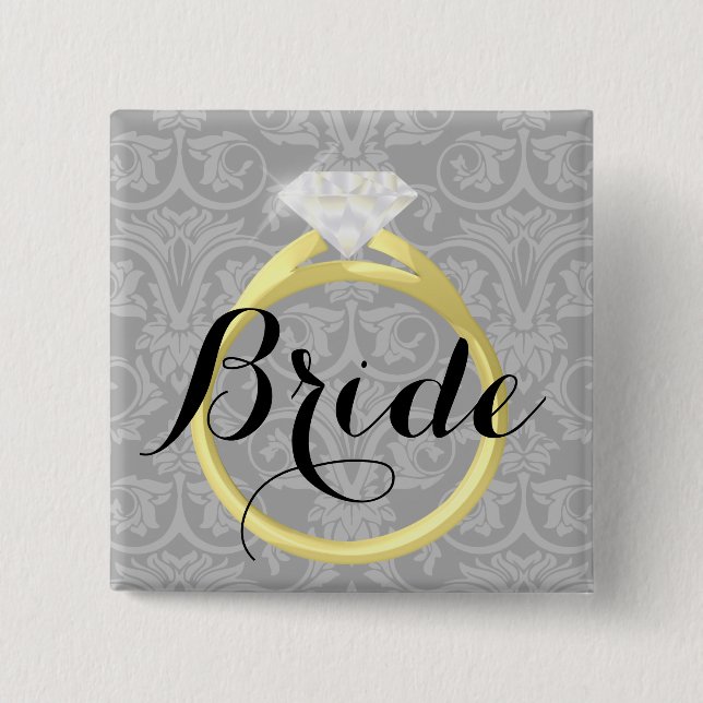 Bride Solitaire Ring Bridal Wedding Party Button (Vorderseite)