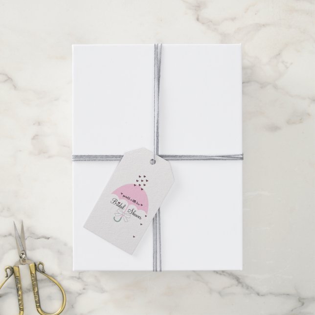 BRIDE Sprinkle Ein wenig Liebe Rosa Dusche Party Geschenkanhänger (Mit Garn)