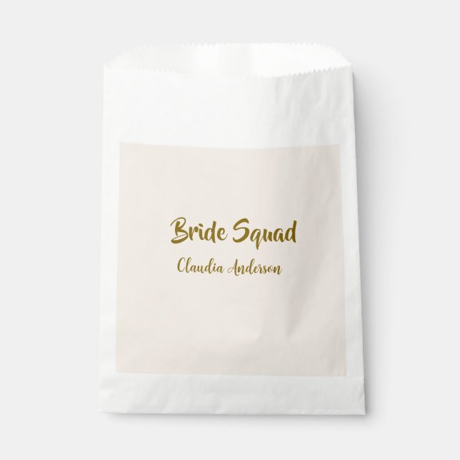 Bride squad bridesmaid name golden orange wedding  geschenktütchen (Vorderseite)