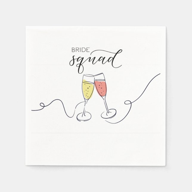 Bride Squad Champagne Toast Napkins Serviette (Vorderseite)