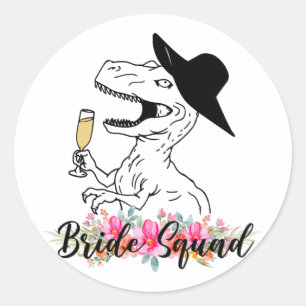 Bride Squad Dinosaur Bridesmaid Floral Bachelorett Runder Aufkleber