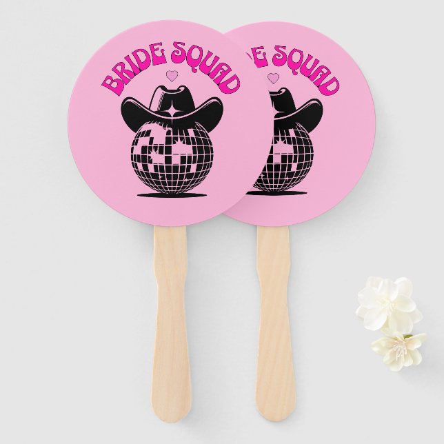 bride squad disco cowgirl pink fächer (Vorne und Hinten)