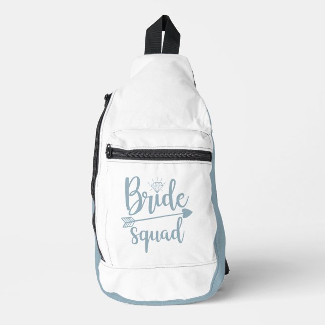 BRIDE SQUAD Dusty Blue White Crossbody Bag (Vorderseite)