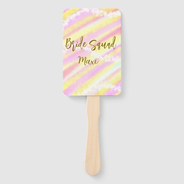 Bride squad golden pastel pink colorful glitter br fächer (Vorderseite)
