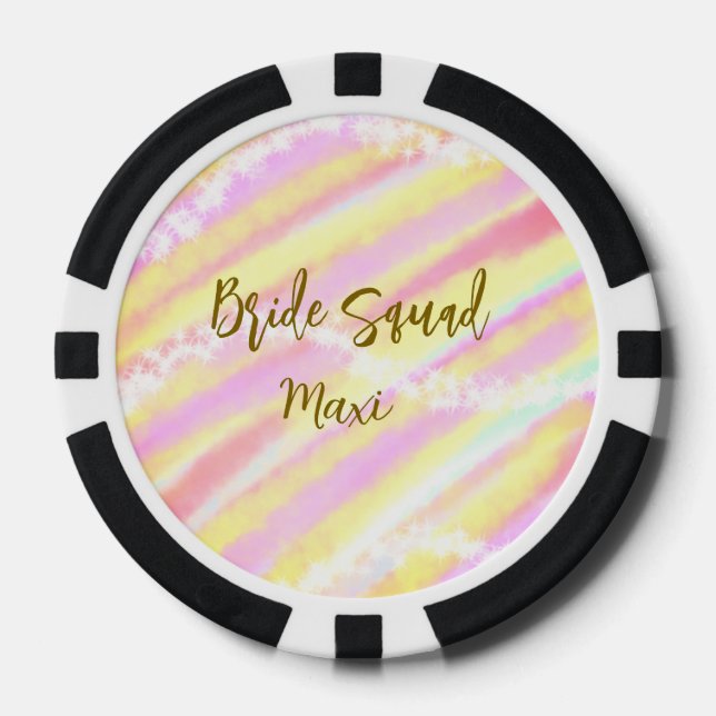 Bride squad golden pastel pink colorful glitter br pokerchips (Vorderseite)