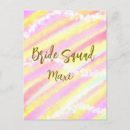 Bride squad golden pastel pink colorful glitter br postkarte