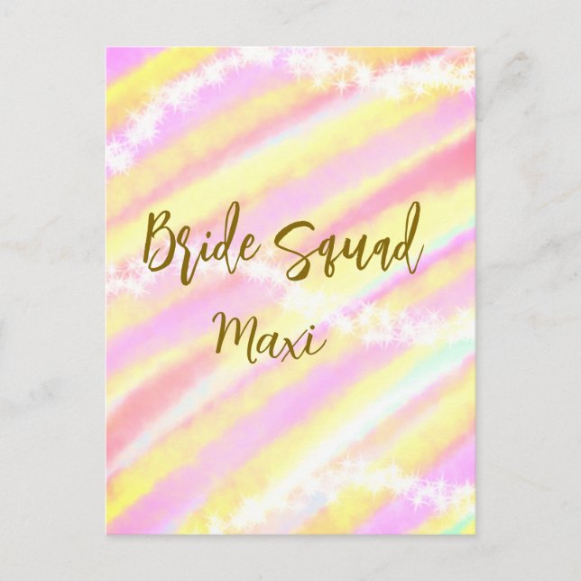 Bride squad golden pastel pink colorful glitter br postkarte (Vorderseite)