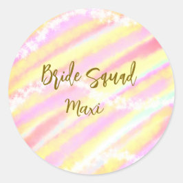 Bride squad golden pastel pink colorful glitter br runder aufkleber