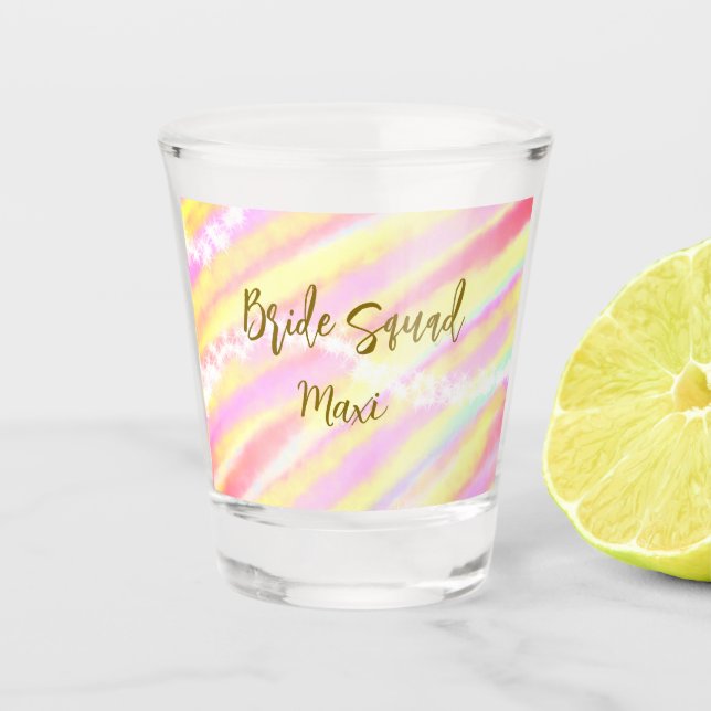 Bride squad golden pastel pink colorful glitter br schnapsglas (Vorderseite)