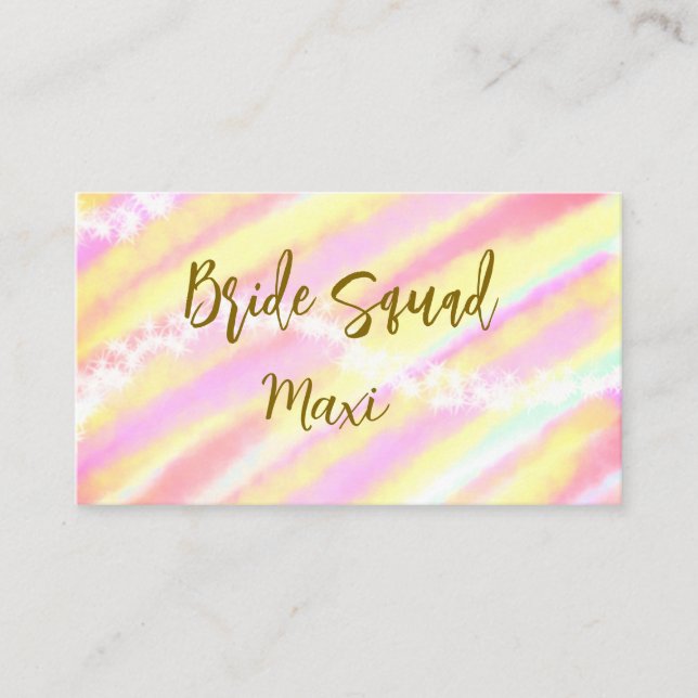 Bride squad golden pastel pink colorful glitter br visitenkarte (Vorderseite)