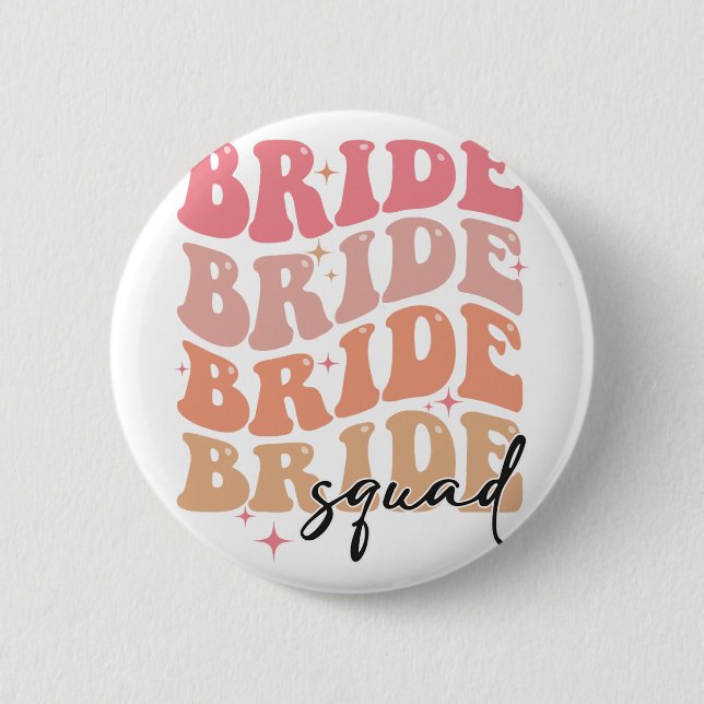 Bride Squad Groovy Theme Brautparty Bachelorett Button (Vorderseite)