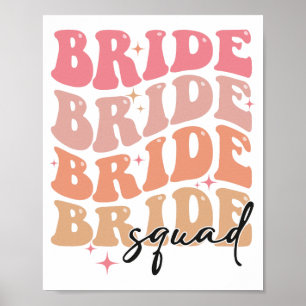 Bride Squad Groovy Theme Brautparty Bachelorett Poster