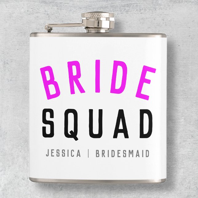 Bride Squad | Hot Pink Bachelorette Bridesmaid Flachmann (Von Creator hochgeladen)