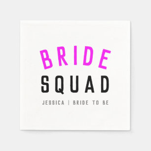 Bride Squad Hot Pink Bachelorette Bridesmaid Serviette