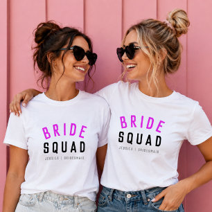 Bride Squad Hot Pink Bachelorette Bridesmaid T-Shirt