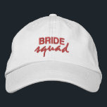 Bride Squad lustige Neuheit rosa Skript-Brautparty Bestickte Baseballkappe<br><div class="desc">Feiern Sie stilvoll mit diesem maßgeschneiderten BRIDE Squad rosa bestickten Baseballdeckel. Ideal für alle in Ihrem Brautparty.</div>