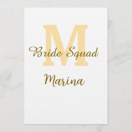 Bride squad monogram golden bridal shower simple  einladung