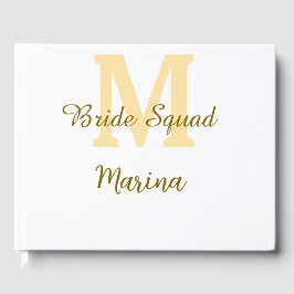 Bride squad monogram golden bridal shower simple  gästebuch