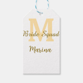 Bride squad monogram golden bridal shower simple  geschenkanhänger