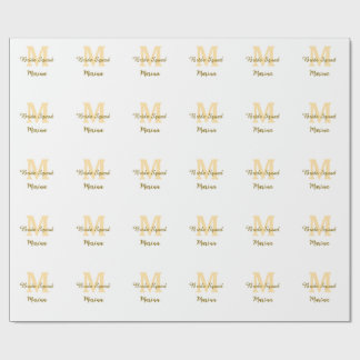 Bride squad monogram golden bridal shower simple  geschenkpapier