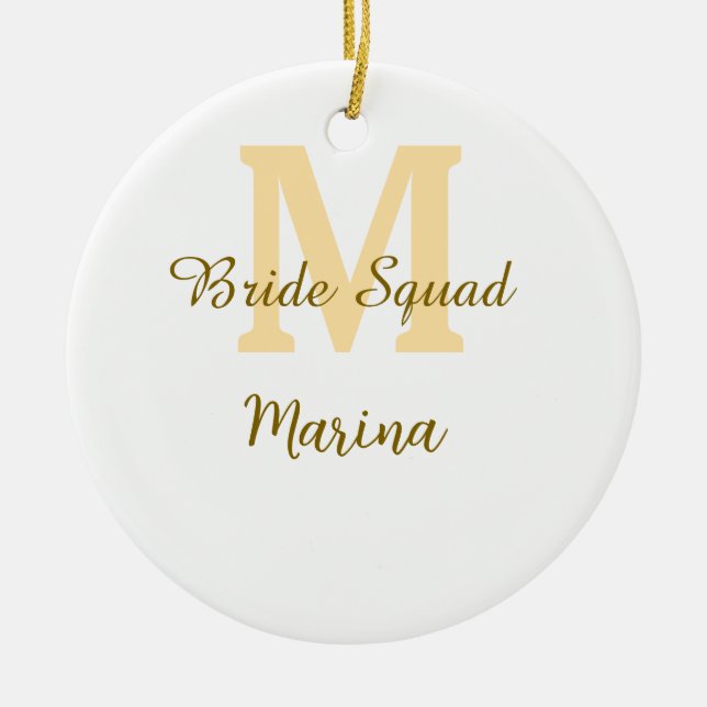 Bride squad monogram golden bridal shower simple  keramik ornament (Vorne)