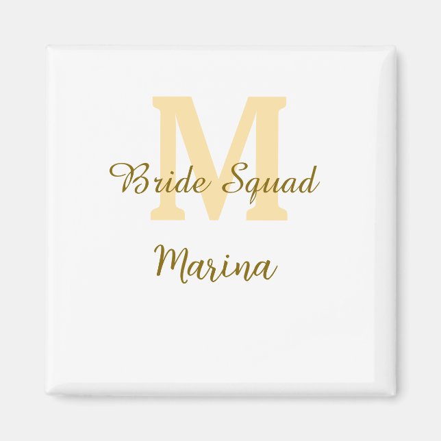 Bride squad monogram golden bridal shower simple  magnet (Vorne)
