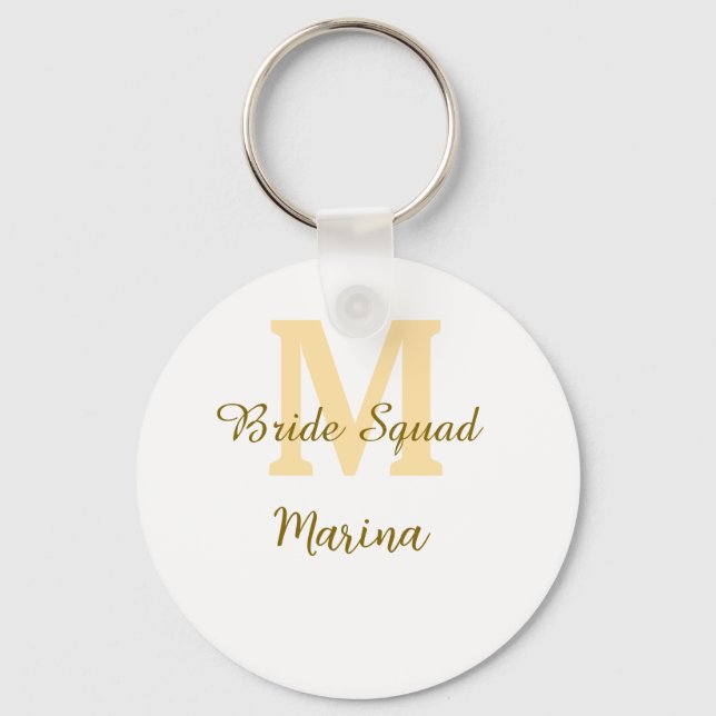 Bride squad monogram golden bridal shower simple  schlüsselanhänger (Vorderseite)