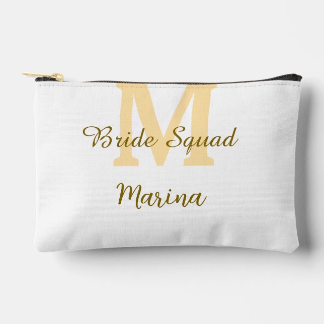 Bride squad monogram golden bridal shower simple  zubehörtasche (Vorderseite)