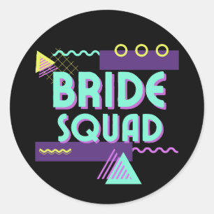 Bride Squad Personalisiert 90er Bachelorette Butto Runder Aufkleber