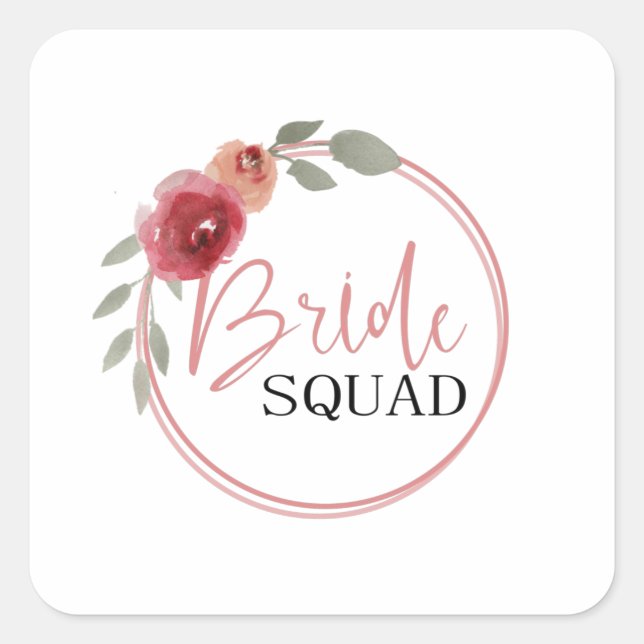 Bride Squad Quadratischer Aufkleber (Vorderseite)