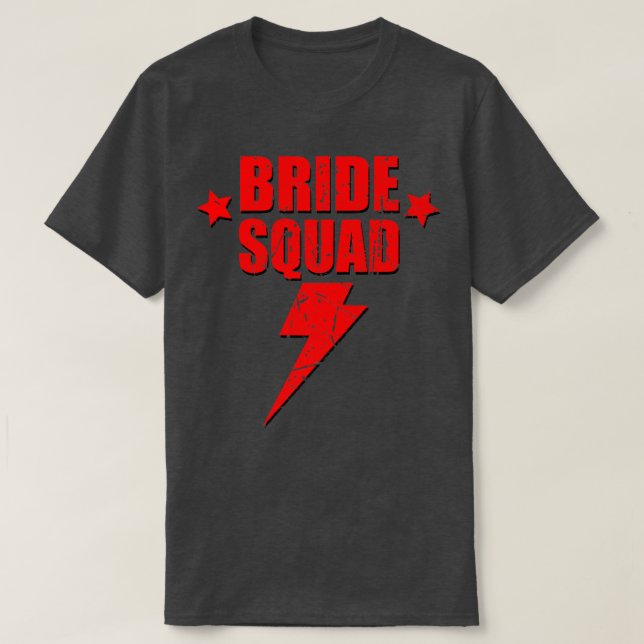 Bride Squad Retro Lightning Bridesmaid Bachelorett T-Shirt (Design vorne)