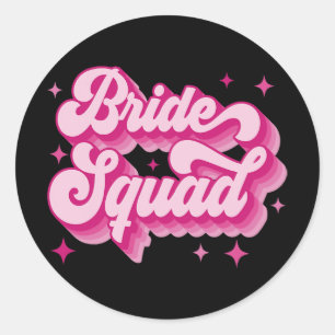 Bride Squad Retro Wedding Brautparty Bachelorett Runder Aufkleber