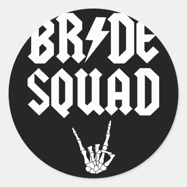 Bride Squad Rock'n'Roll Gothic Halloween Bachelore Runder Aufkleber (Vorderseite)