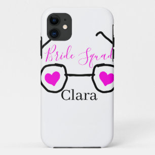 Bride Squad rosa schwarze Brille Herz Brautjungfra Case-Mate iPhone Hülle