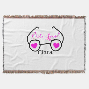 Bride Squad rosa schwarze Brille Herz Brautjungfra Decke