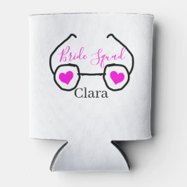 Bride Squad rosa schwarze Brille Herz Brautjungfra Dosenkühler