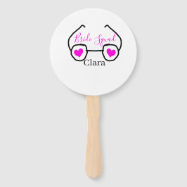 Bride Squad rosa schwarze Brille Herz Brautjungfra Fächer