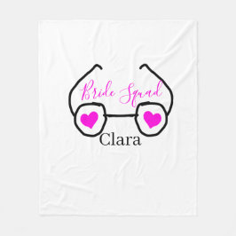Bride Squad rosa schwarze Brille Herz Brautjungfra Fleecedecke
