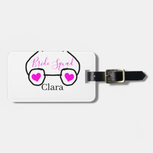 Bride Squad rosa schwarze Brille Herz Brautjungfra Gepäckanhänger