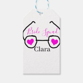 Bride Squad rosa schwarze Brille Herz Brautjungfra Geschenkanhänger