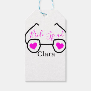 Bride Squad rosa schwarze Brille Herz Brautjungfra Geschenkanhänger