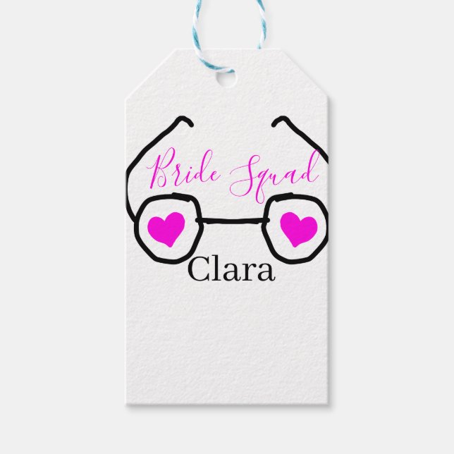 Bride Squad rosa schwarze Brille Herz Brautjungfra Geschenkanhänger (Vorderseite)