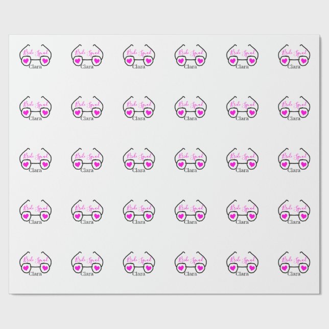 Bride Squad rosa schwarze Brille Herz Brautjungfra Geschenkpapier (Flach)