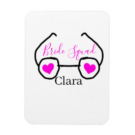 Bride Squad rosa schwarze Brille Herz Brautjungfra Magnet