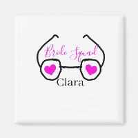 Bride Squad rosa schwarze Brille Herz Brautjungfra